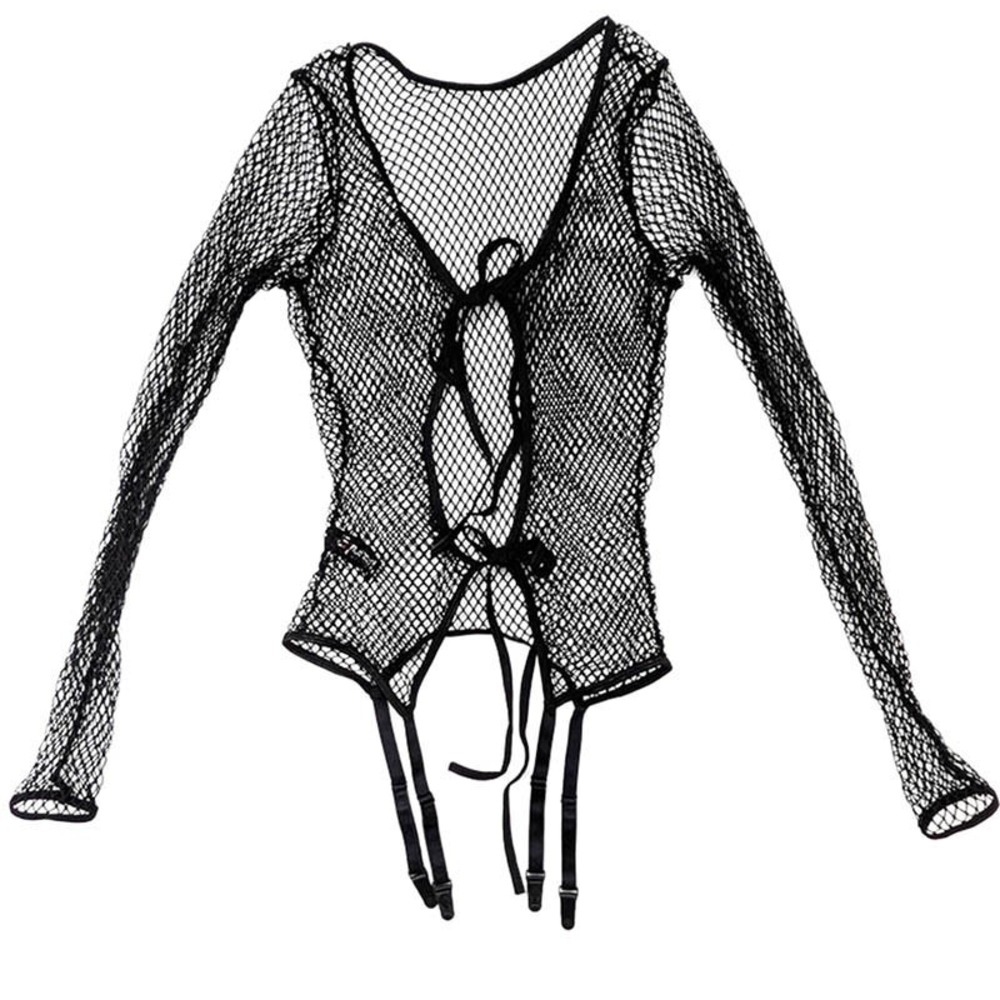 Exposed Magic Silk Fishnet Top Garter‎ Belt Womens S/M Fairy Grunge Gothcore